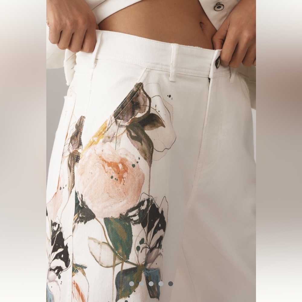 Leigh Viner x Anthropologie Relaxed Cuffed Wide-Leg Trousers (28 Tall) - Picture 2 of 5